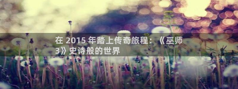 新城平台代理怎么样：在 2015 年踏上传奇旅程：《巫师
3》史诗般的世界